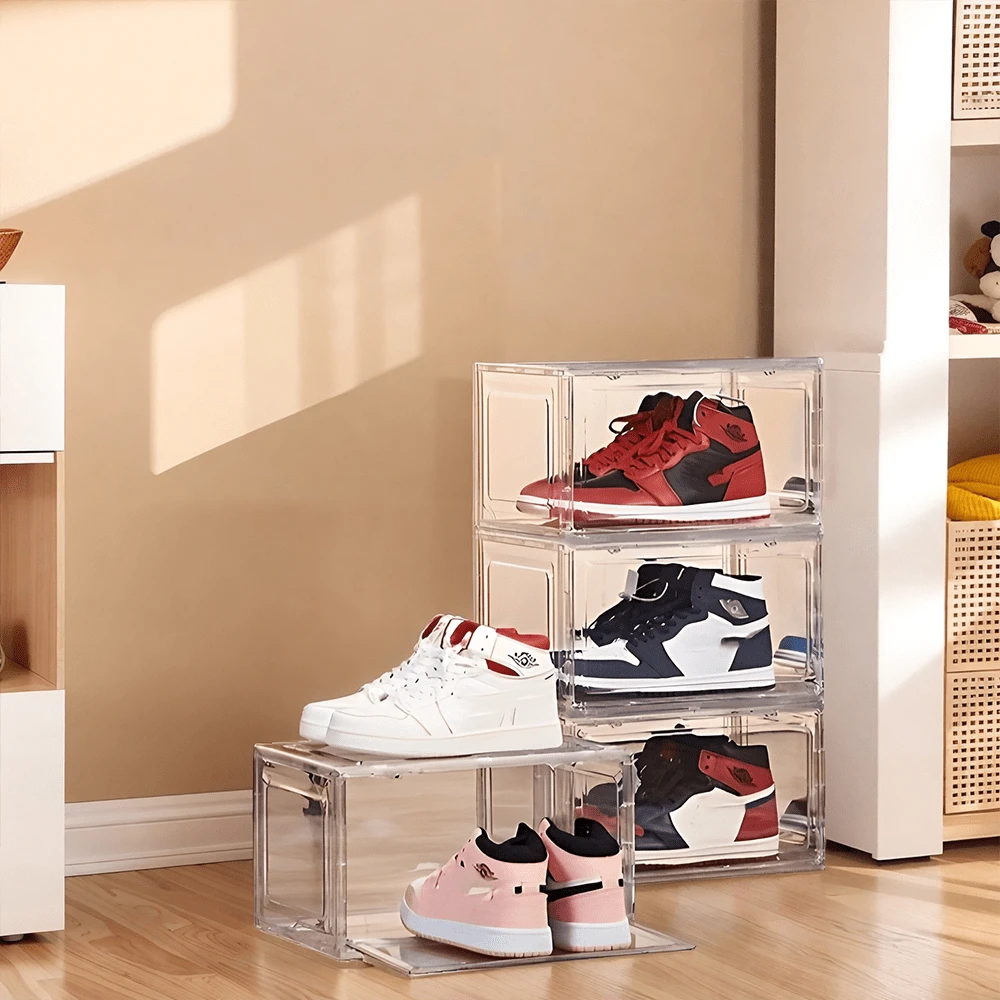 4/6/10 Pack Large Shoe Boxes Clear Plastic Stackable,Shoe Storage ...