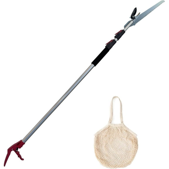 4.6-10ft Extendable Tree Pruner,Telescopic Tree Trimmer Pole Saw, Branch Cutter,Upgrade Steel Saw blade,Fruit Picker and Pruning Shears Gardening,Lightweight & Portable Lopper with a Fruit Mesh Bag