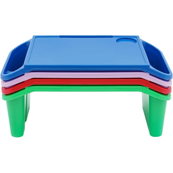 4/6/12pcs Kids Lap Desk Tray Plastic Breakfast Laptop Trays with Storage Portable Activity Table with Side Pockets/Slot Portable Lap Bed Table for Writing Eating Game Snacks