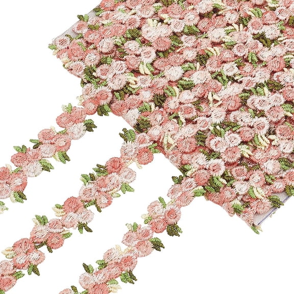 4.6~5Yards Flower Polyester Trim Ribbon for Curtain Lace Trimmings Light Coral 3/4 inch(20mm)