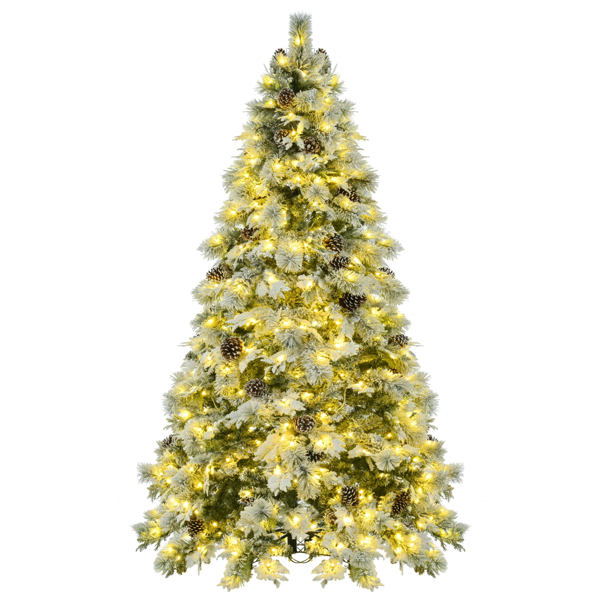 4/6/7.5 ft Pre-Lit Spruce Snow Flocked Christmas Tree with 11 Flashing ...