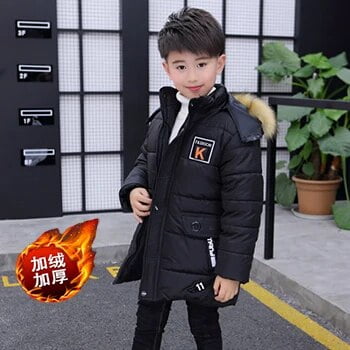 4 6 8 10 12 14 Years Big Boys Jacket Autumn Winter Thicken Warm Teenager Kids Jackets Fashion Long Style Zipper Hooded Boys Coat Walmart