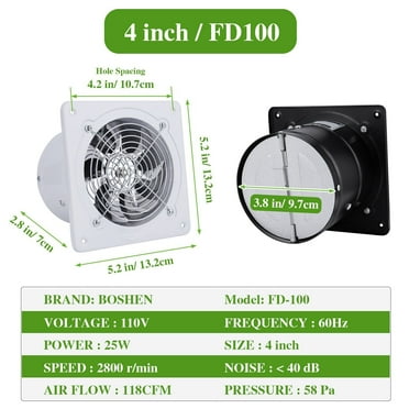 4/6/8/10" Exhaust Fan Ventilation Extractor Fan 110V Wall-Mounted Square Blower
