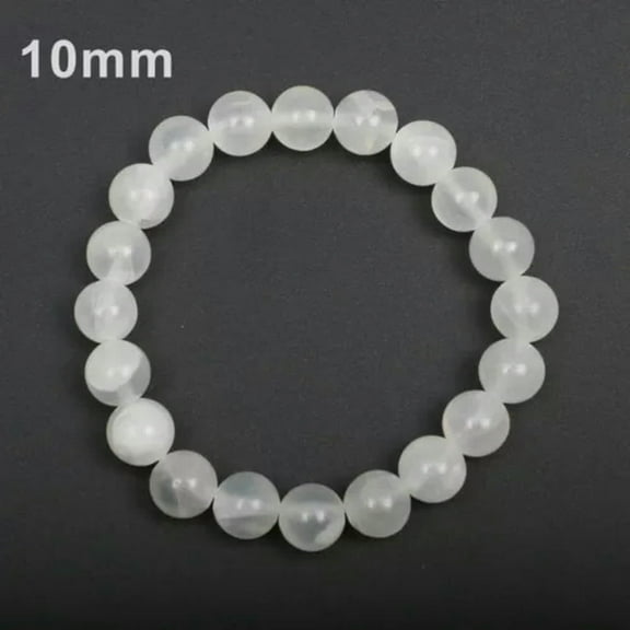 4/6/8/10mm Natural Selenite Bracelet Gemstone Beads Crystal Healing Reiki Gifts