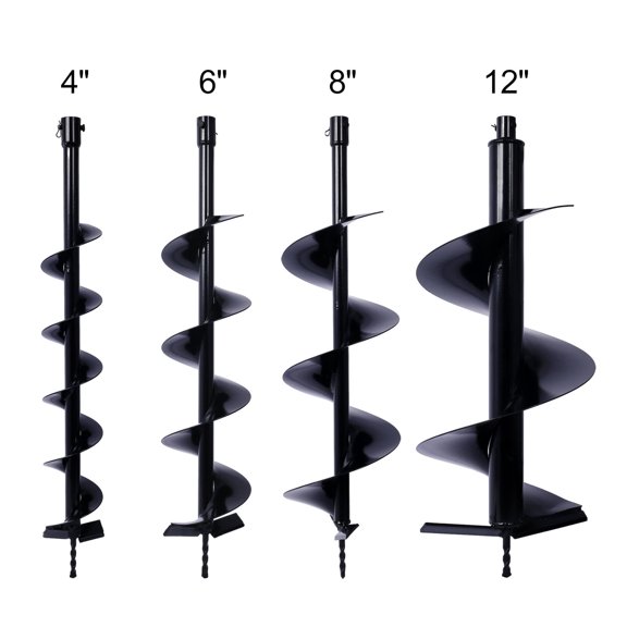 4+6+8+12 Inch Auger Drill Bit for Planting Holes, Steel Earth Auger Digging Bit for 3/4 Shaft, Bulb Bedding Digging Post Hole Planting Tool for Outdoor Landscaping