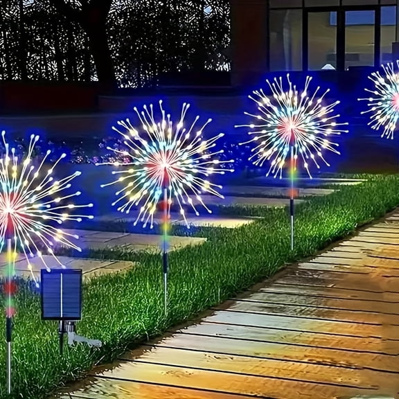 4/6/8/12 Pack Solar Dandelion Fireworks Lights, 1080/540 LED Warm White, 8 Modes & Remote Control, IP65 Waterproof Lawn Landscape Lights, Perfect for Christmas, Halloween & Spring Festival Decor