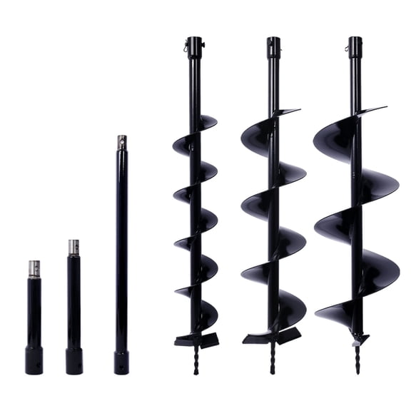 4"/6"/8" Auger Drill Bit Set with Extension Rod - 3/4" Shaft Hole Digger for Planting, Fence Posts & Landscaping