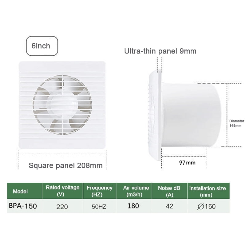 4/6/8 Inch Bathroom Ventilator Fan Exhaust Fan Blower Air Outlet ...