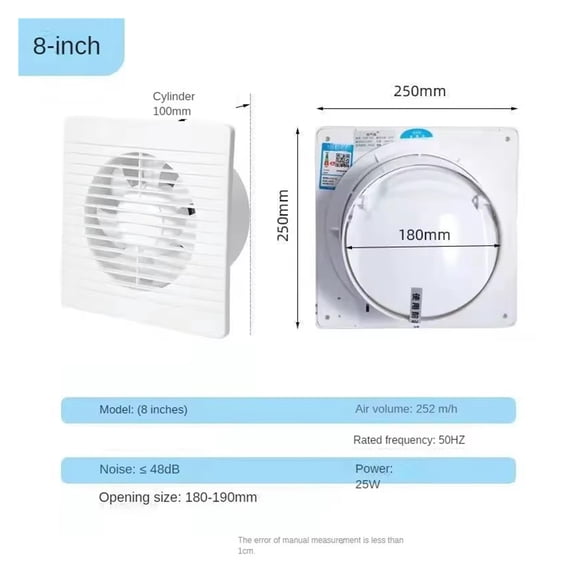 4 6 8 Inch Energy Saving Exhaust Fan Wall Mounted Anti Mosquito Ventilator Extractor for Kitchen Bathroom Toilet ,Easy to Install