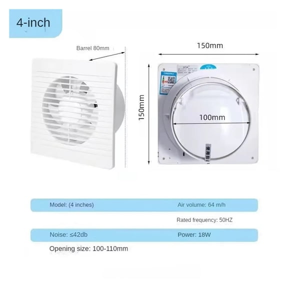 4 6 8 Inch Energy Saving Exhaust Fan Wall Mounted Anti Mosquito Ventilator Extractor for Kitchen Bathroom Toilet ,Silent Fan