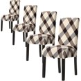 thumbnail image 1 of 4,6,8 Pack Dining Room Chair Covers, Spandex Dining Chair Covers Set of 4, Elastic Parson Chair Covers for Dining Room, Kitchen Chair Slipcovers for Dining Room Set of 4,6,8, Brown Plaid, 1 of 6