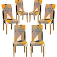 thumbnail image 1 of 4,6,8 Pack Floral Dining Chair Covers, Spandex Dining Room Chair Covers Set of 6, Wrinkle Resistant Parson Chair Protector, Printed Chair Covers for Dining Room Set of 4,6,8, Geometric 2, 1 of 6