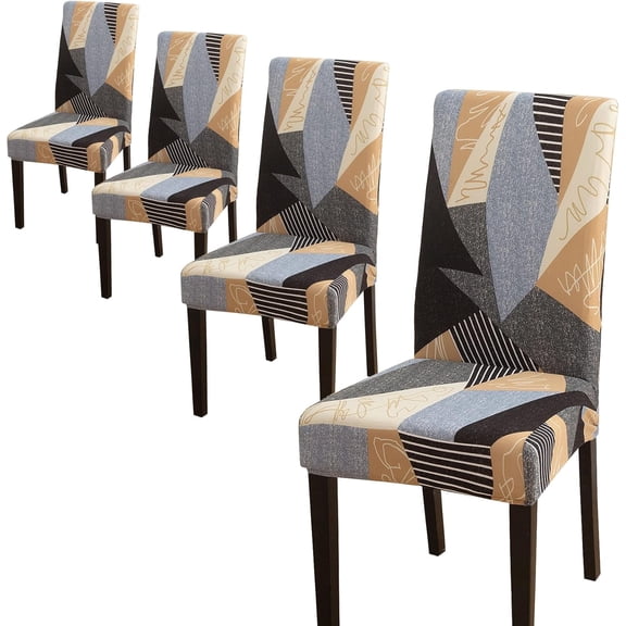 4,6,8 Pack Printed Dining Room Chair Covers, Chair Covers for Dining Room Set of 4, Stretchable Parson Chair Slipcovers, Machine Washable Dining Room Chair Covers Set of 4,6,8, Geometric