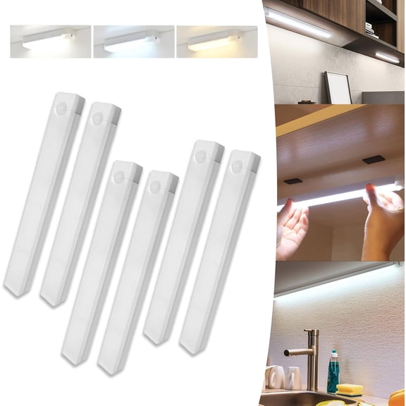 4/6/8 Pack,Punch-Free Smart Sensor Magnetic Rechargeable LED Lights , LED Intelligent Human Body Induction Wireless Magnetic Long Night Light USB Stick for Kitchen,Stairs, Fridge