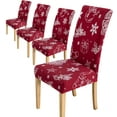 thumbnail image 1 of 4, 6, 8 Pack Red Christmas Dining Chair Covers, Snowflakes Chair Covers for Dining Room, Printed Dining Room Chair Slipcovers Set of 4, 6, 8, 1 of 6
