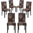 thumbnail image 1 of 4,6,8 Pc Elastic Dining Chair Cover, Floral Chair Covers for Dining Room 6 Pack, 6Pc Machine Washable Parson Chair Slipcovers, Elastic Kitchen Chair Protector Set of 4,6,8, Baroque, 1 of 6