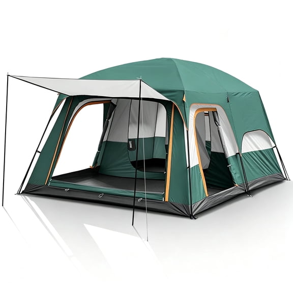 4/6/8 Person Camping Tent, Family Cabin Tents, Good Ventilation, Windows with Mesh, Straight Wall, Waterproof, Double Layer, Big Tent for Outdoor, Picnic, Camping, Family Gathering, Green