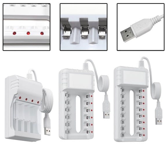 4/6/ 8 Slots Battery Charger Adapter Usb Plug Charging For Aa/Aaa Rechargeable Battery Charger Adapter Usb Plug Power Accessorie 6 Slots Smile Home