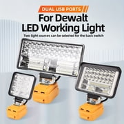 4/6/8 inch Cordless LED Work Light for Dewalt 20V Battery Wide Beam Flood Light with Two USB Charging Port LED Light for Emergency Workshop Garage No Battery