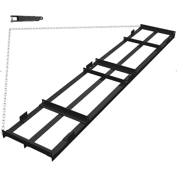 4/6/8Ft Drag Harrow Driveway Grader Heavy Duty Power Rake with Chain Tow Behind Lawn Rake for ATV UTV Tractor Mower Land Leveler for Gravel Sand Soil Hay