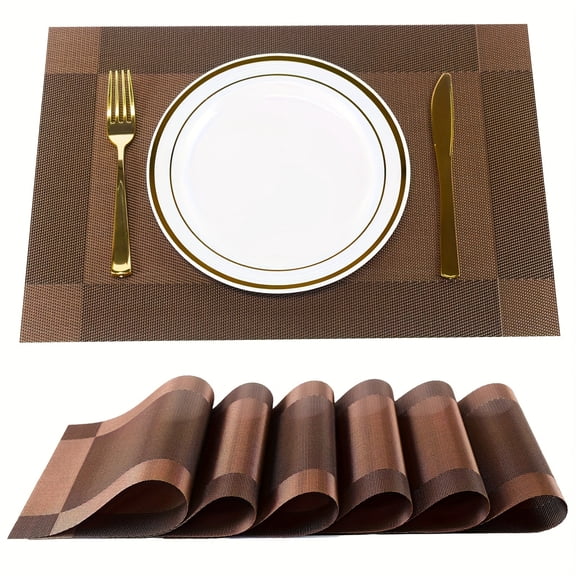 4/6/8PCS Square Placemats, Solid Color Plastic Table Mats for Plates, Bowls, Coffee Tables, Dining Tables, Kitchen, Parties and Home Decoration
