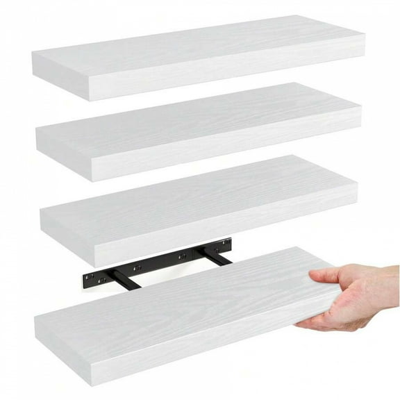 4/6/8Pcs Floating Shelves - 15.8In Rustic Wood Trim Shelves with Invisible Brackets, Wall Hanging Bathroom Organizer & Decorative Shelves for Living Room, Bedroom, Kitchen