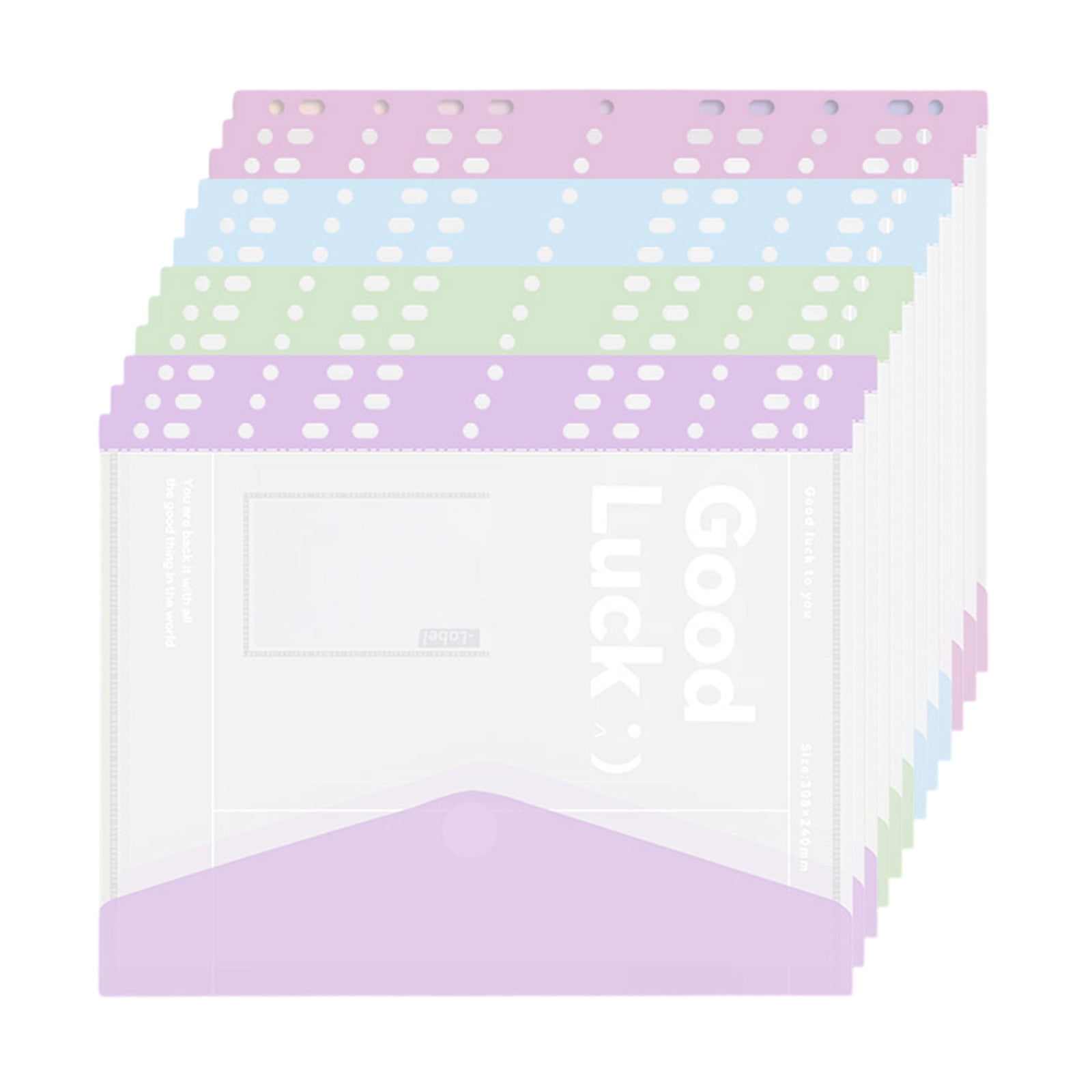 4/6/8Pcs Punched Pockets Clear File Wallet Button Closure File Envelope ...