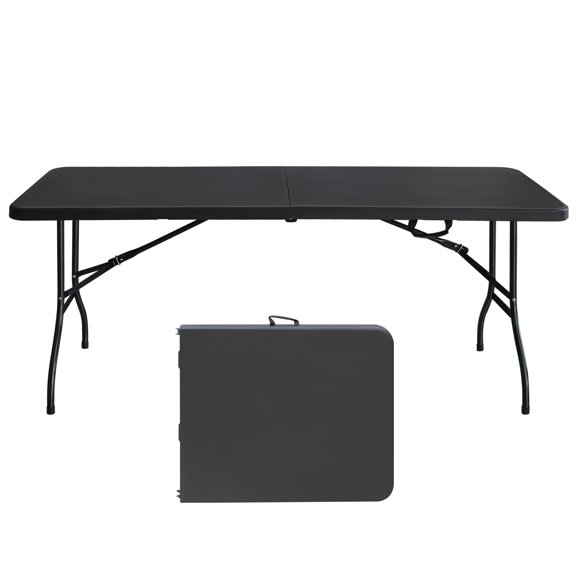 4/6/8ft Folding Table, Portable Plastic Table for Camping, Picnics, Parties, High Load Bearing Foldable Table