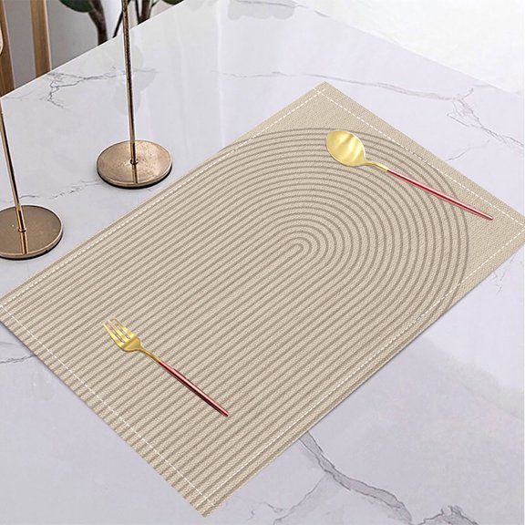 4/6/8pcs Geometry Placemats Linen Placemat Yellow Geometric Gold Leaf Pattern Non Slip Insulation Table Decoration Mat
