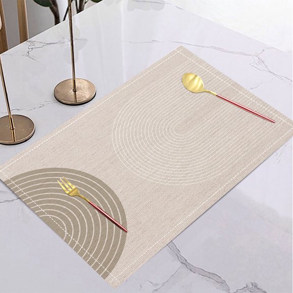4/6/8pcs Geometry Placemats Linen Placemat Yellow Geometric Gold Leaf Pattern Non Slip Insulation Table Decoration Mat
