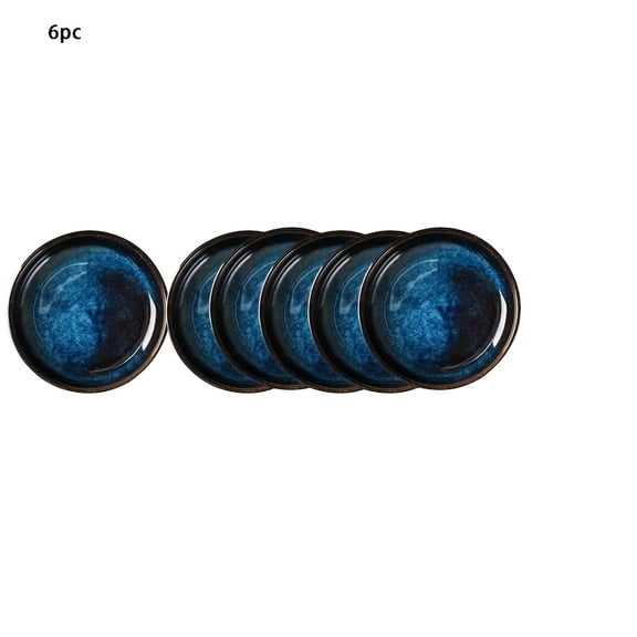 4/6/8pcs Set of Japanese-Style Creative Ceramic Deep Blue Starry Sky Kiln-Fired Condiment Dishes, Butter Dish, Soy Sauce Dish, Vinegar Dish, and Nut Bowl – Perfect for Home Kitchen or Restaurant Use