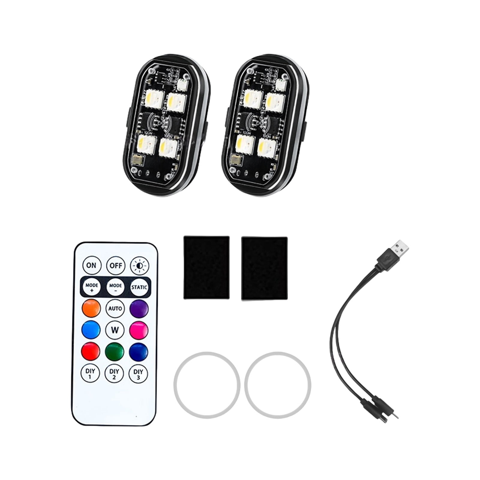 4 6 8pcs Wireless LED Light with Remote Control 8 Color USB Charging ...