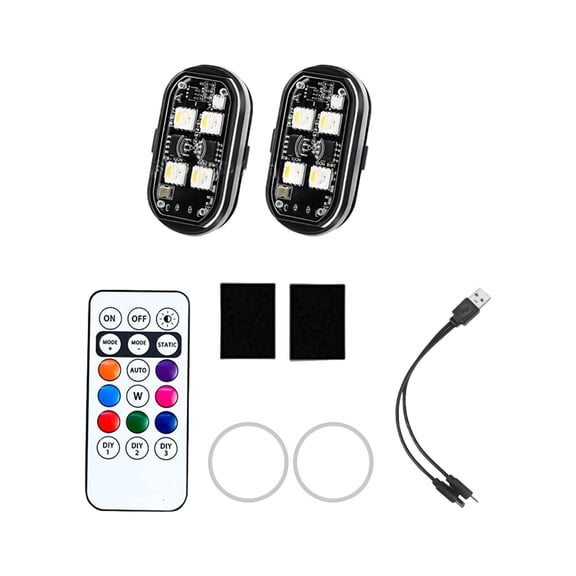 4 6 8pcs Wireless LED Light with Remote Control 8 Color USB Charging Waterproof LED Warning Lights