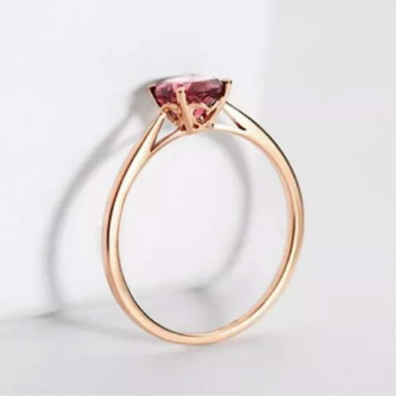 4/6 Claws Red CZ Rose Gold Filled Band Womens Wedding Solitaire Ring Size 4-10