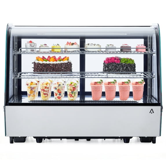 4.6 Cu.Ft Commercial Cake Display Refrigerator With Led Lighting, Countertop Refrigerator Display Case, Pastry Display Case, Double-Layered Glass Commercial Bakery Display Refrigerator, 110V