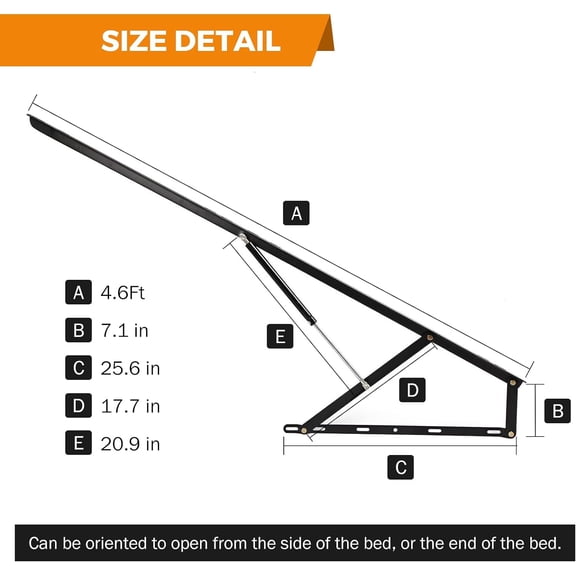 4.6 FT Bed Lift Mechanism Gas Spring Set Heavy Duty Storage Box Bed Sofa Space Saving  Project