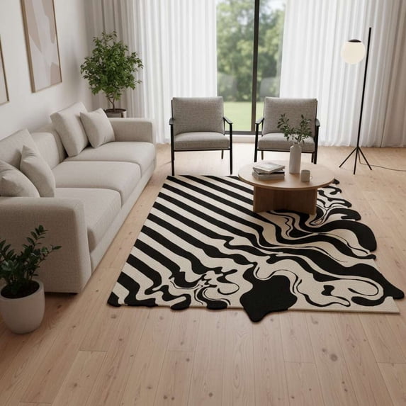 4×6 Ft Hand Tufted Wool Area Rug Botanical Frame Pattern | Soft Cozy Plush Pile Carpet For Living Room Bedroom Kids Playroom Western Home Décor