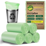 Cshidworld 100 Count Biodegradable Trash Bags 4-6 Gallon, Green Small 4 Gallon Garbage Bags, Durable & Easy-Tear Design, Perfect for Home & Office Use