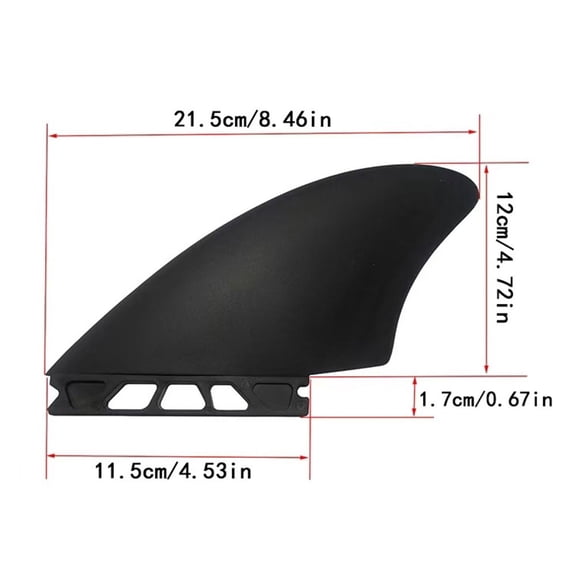 4.6 Inch Surfboard Fins For KEEL2 Generation 2 Series, Fiberglass And ABS Paddleboard Tail Fin, Black Replacement 21.5x12cm