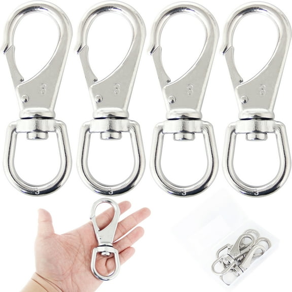 4.6 Inch Swivel Snap Hooks, 4 Packs Small Stainless Steel Spring Clips, Flag Pole Clips, Scuba Diving Clips Spring Hooks for Dog leashes, Keychains, Bird Feeders, Pet Chains and More