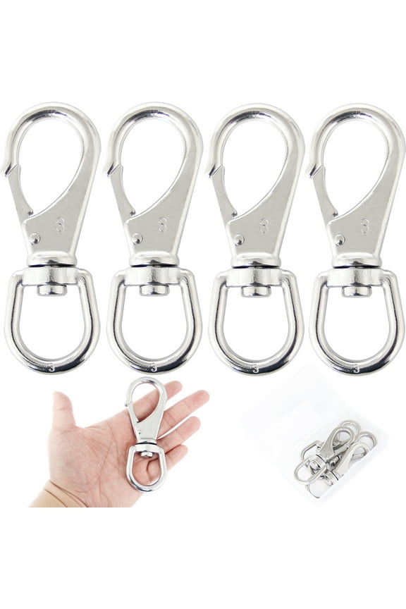 4.6 Inch Swivel Snap Hooks, 4 Packs Small Stainless Steel Spring Clips, Flag Pole Clips, Scuba Diving Clips Spring Hooks for Dog leashes, Keychains, Bird Feeders, Pet Chains and More