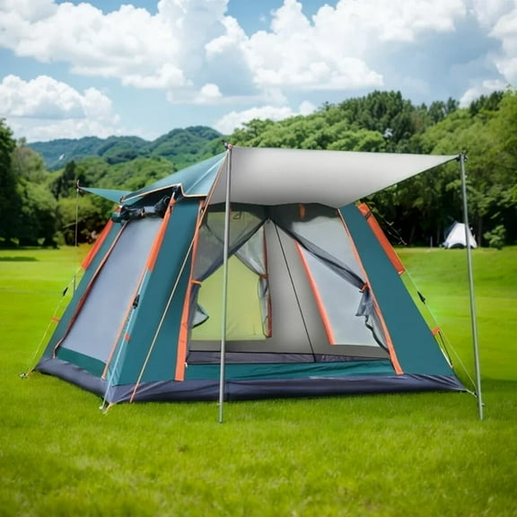 4-6 Man Automatic Instant Double Layer Pop -Up Camping Tent Outdoor& Garden,Portable, UV Protection,for Outdoor Adventures, Camping Trips & Family Outings