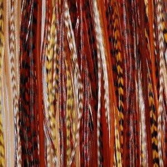 4-6 Mixes of Dark Browns,beige with Olive Feathers!(bunched Togetherto Make ONE Extension)