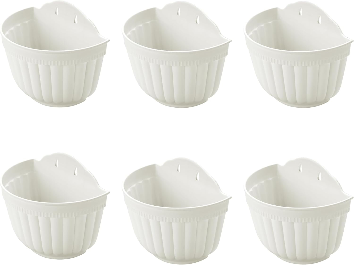 4/6 Pack 8/10 inch  White Wall Planter Pots Vertical Living Wall Hanging Planters Wall Mounted Planter Holder with Drainage Hole for Indoor Outdoor Plants Wall Decor with Hooks/Screws