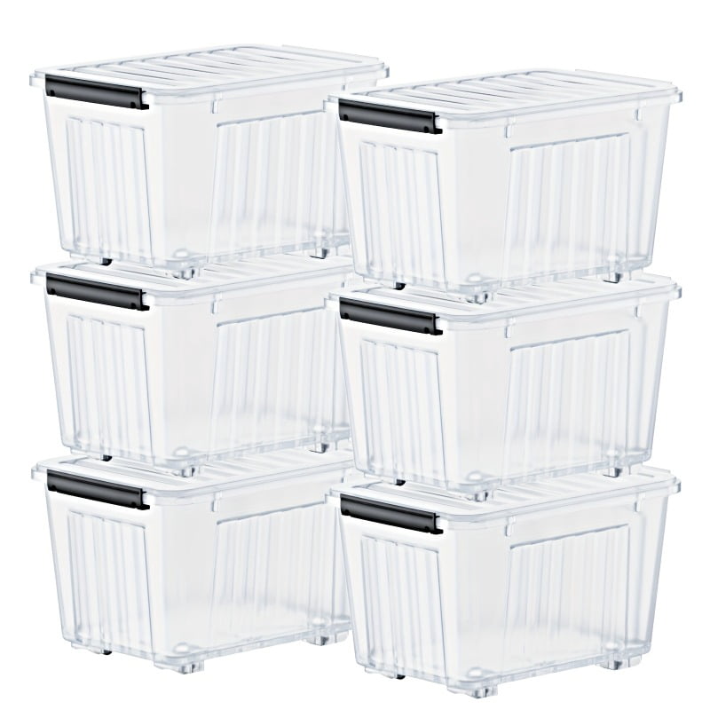 4/6 Pack Of Storage Boxes With Lids And Wheels, 72 And 97 Quarts ...