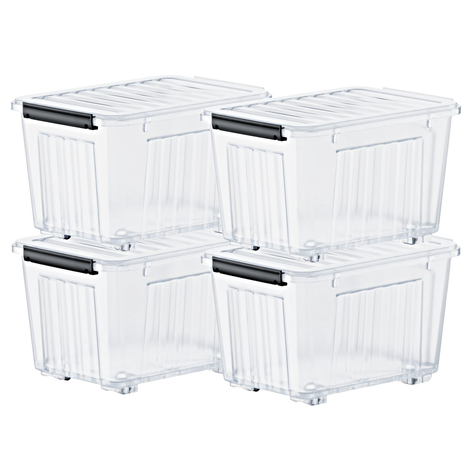 Stackable Household Items 4/6 Pack Of Storage Boxes With Lids And Wheels, 72 And 97 Quarts ...