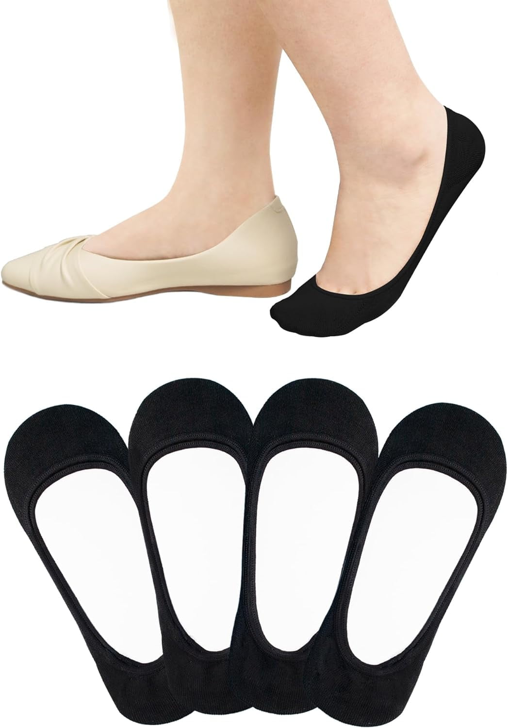 4 6 Pairs No Show Socks Womens Ultra Low Cut Non Slip Liner Socks for Flats Boat Walmart