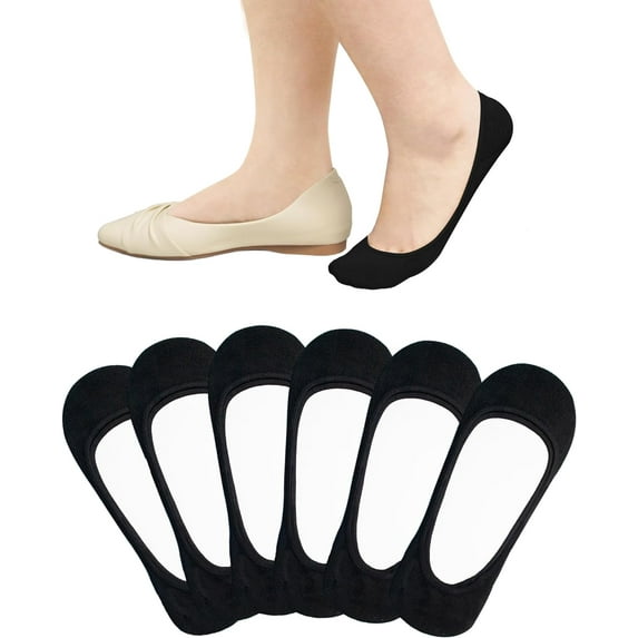 4-6 Pairs No Show Socks Womens Ultra Low Cut Non-Slip Liner Socks for Flats Boat