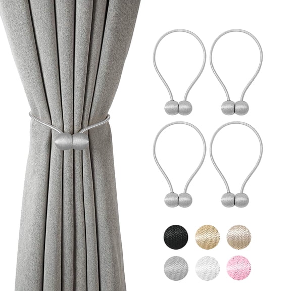 4/6 Pcs Magnetic Curtain Tiebacks, Modern Simple Style Curtain Tiebacks, Decorative Drape Ties and Holdbacks Holder for Window Draperies, Curtain Clips Rope Straps Magnet Home Office