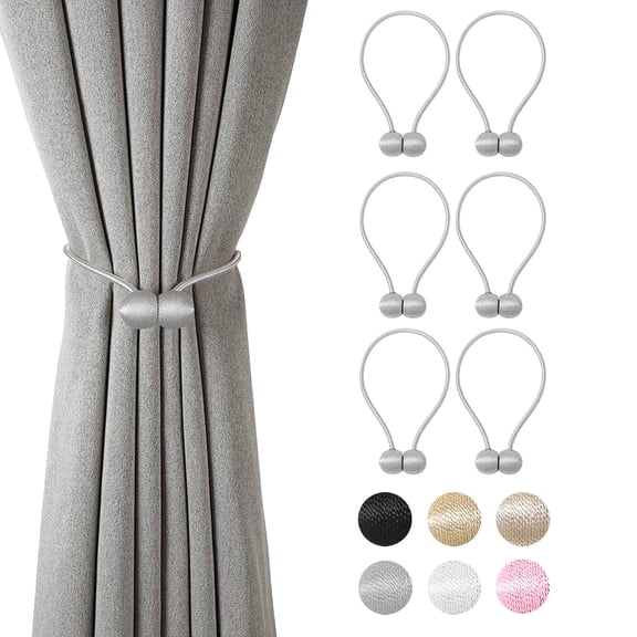 4/6 Pcs Magnetic Curtain Tiebacks, Modern Simple Style Curtain Tiebacks, Decorative Drape Ties and Holdbacks Holder for Window Draperies, Curtain Clips Rope Straps Magnet Home Office